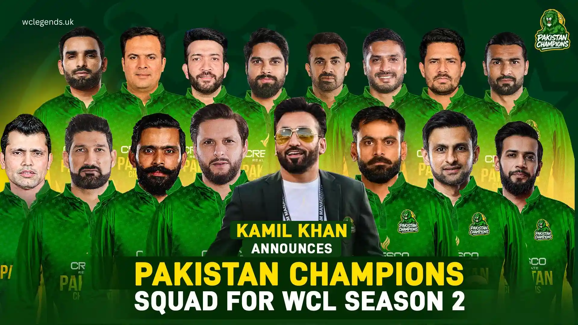 Pakistan Champions Squad for WCL 2025 Announced– Ready to Roar · World Championship of Legends